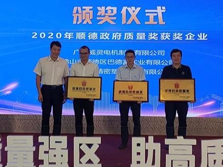 喜讯！龙8股份荣膺“2020年顺德政府质量奖”